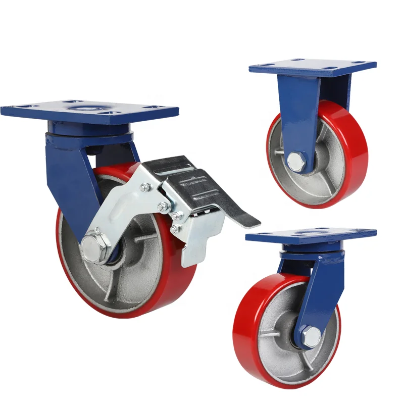 WeiHang 5 inch cast iron caster central locking continue caster