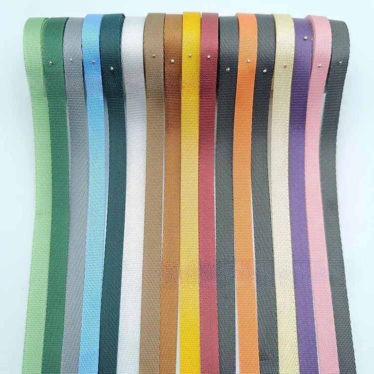 Customized Tubular Webbing Yellow 25Mm Nylon Tubular Webbing With Black Sewing Dots