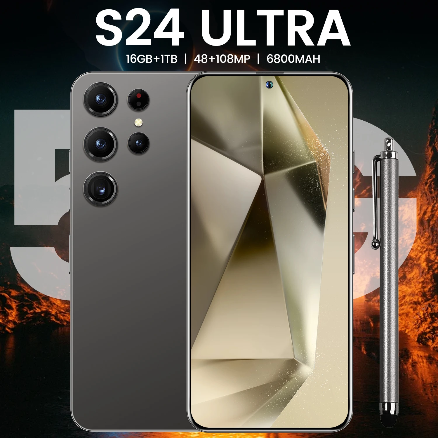 s24 Ultra 7.3 Inch High Definition Pixel Large Screen Android 13 All In One Video Game Wireless Network Low Cost 5G Mobile Phone