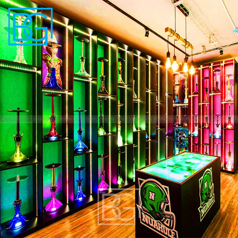 Smoke Shop Showcase Design Hookah Lounge Furniture Supplies Set Hookah Lounge Furniture Table Tobacco Shop