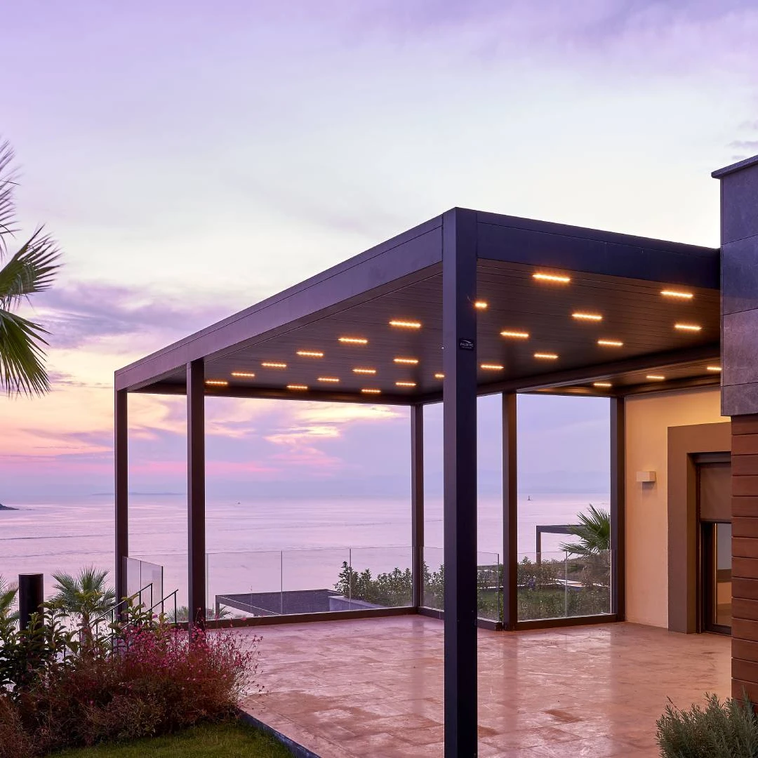 Garden LED lighting Outdoor Waterproof Villa Aluminum Pavilion Louver Roof Gazebo