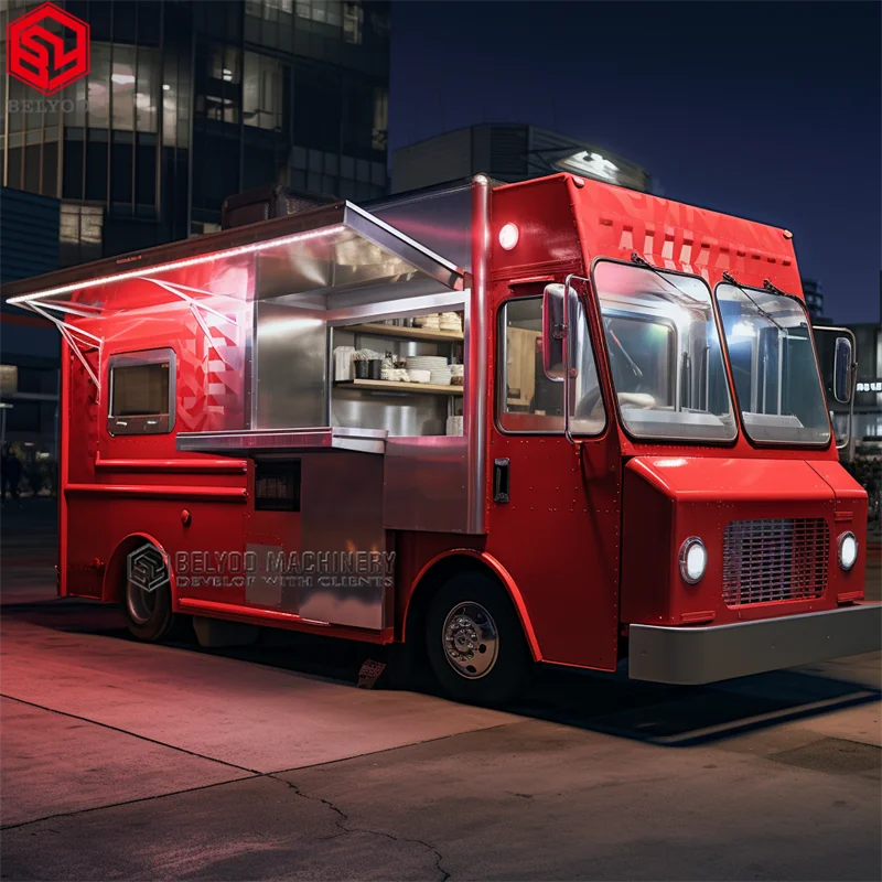 BELYOO  Factory Price Dessert Cart Hot Dog Electric Fast Food Trucks With Full Kitchen Mobile Ice Cream Truck