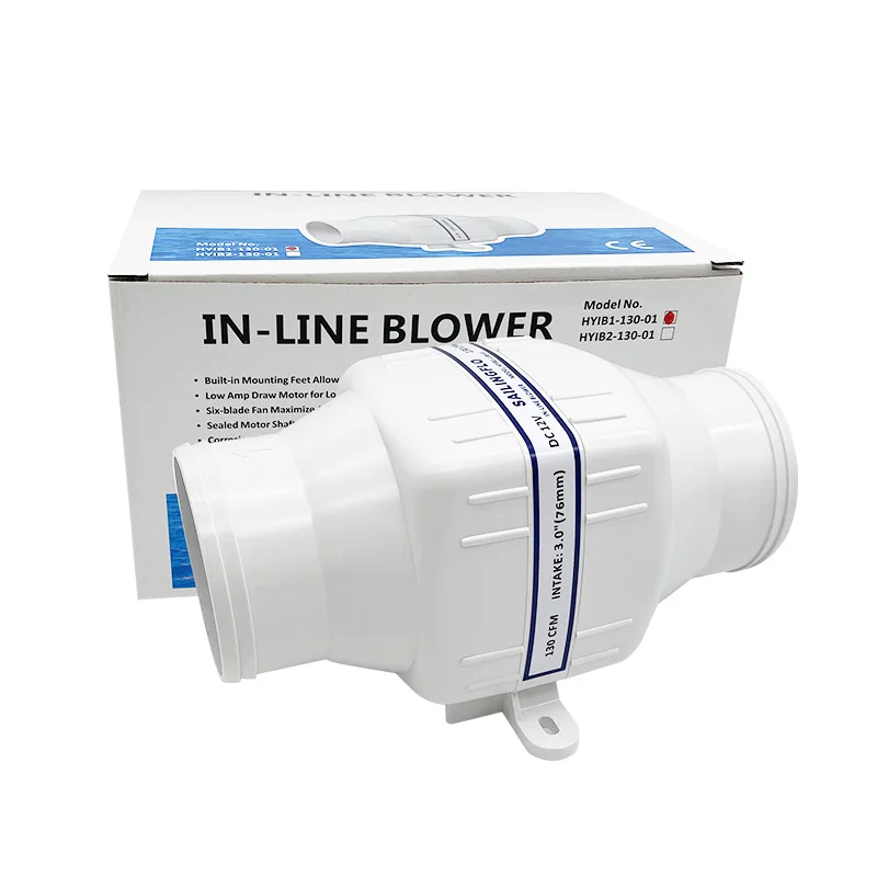 SAILINGFLO Small 3' 12V DC In-line Air Blower Fan For Engine Compartment Galley