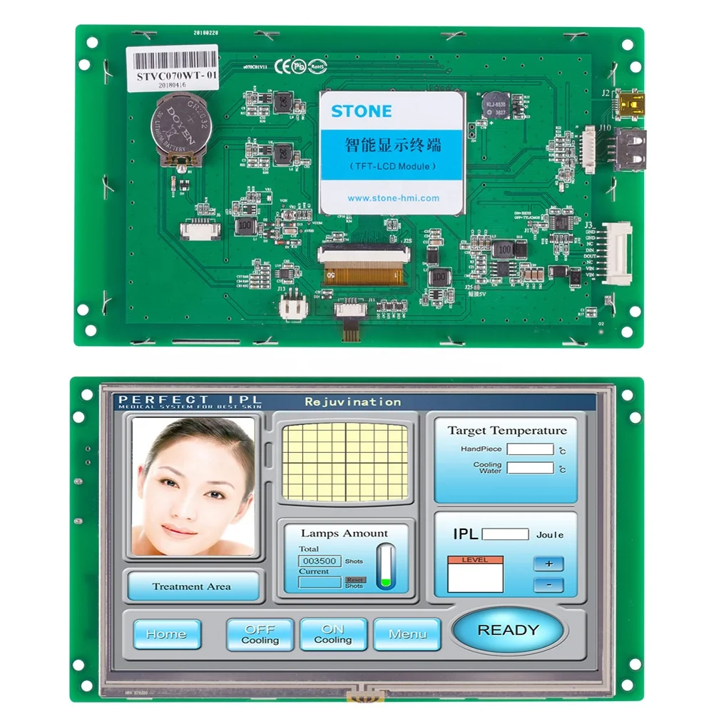 
7 inch 800x480 TFT LCD Display with Program and Controller Board Support Any Microcontroller 