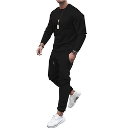 Wholesale Custom Logo Men Plain Tracksuit Jogging Jogger Suit Set Crewneck Sweatshirt Sweatsuit Men 2 Two Piece Pants Set