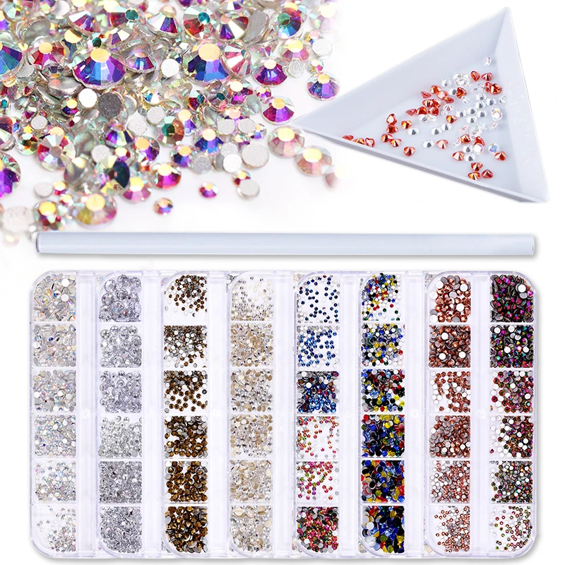 Stones AB Color Rhinestones for Dresses Flat Back SS3 Glass Hot Fix Crystal Rhinestone Flatback Loose Rhinestones 16 Faceted