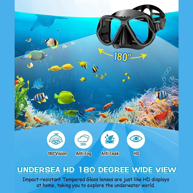 Snorkel Face Mask Scuba Diving Equipment Professional Silicone Diving Mask Set Anti Fog Dive Mask