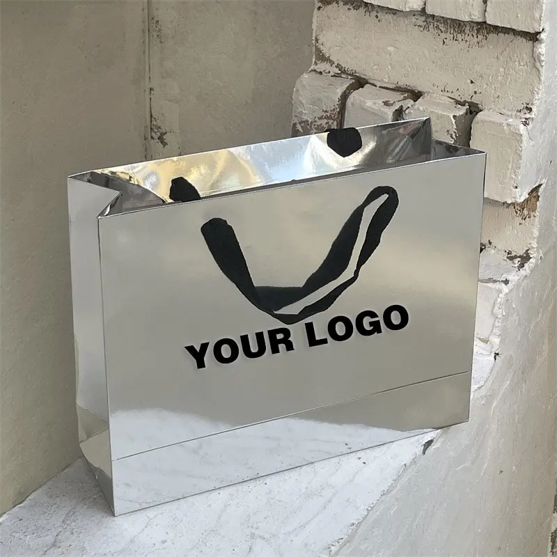 Wholesale Luxury Paper Clothing Packaging Customized Brand Logo Recyclable Shopping Bags with Handles for Shoes & Accessories