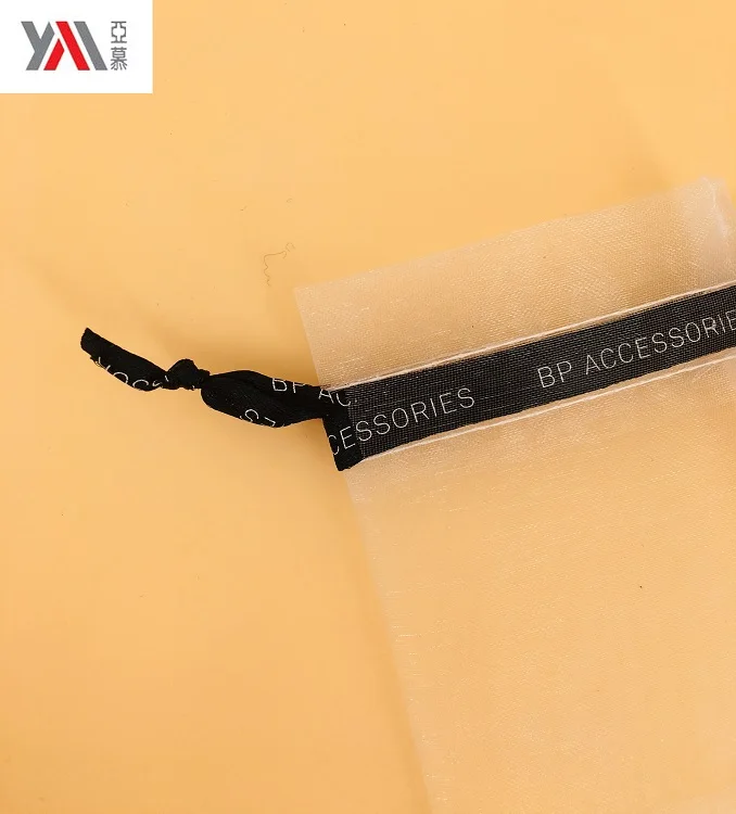 Factory direct sales transparent drawstring organza gift bag logo