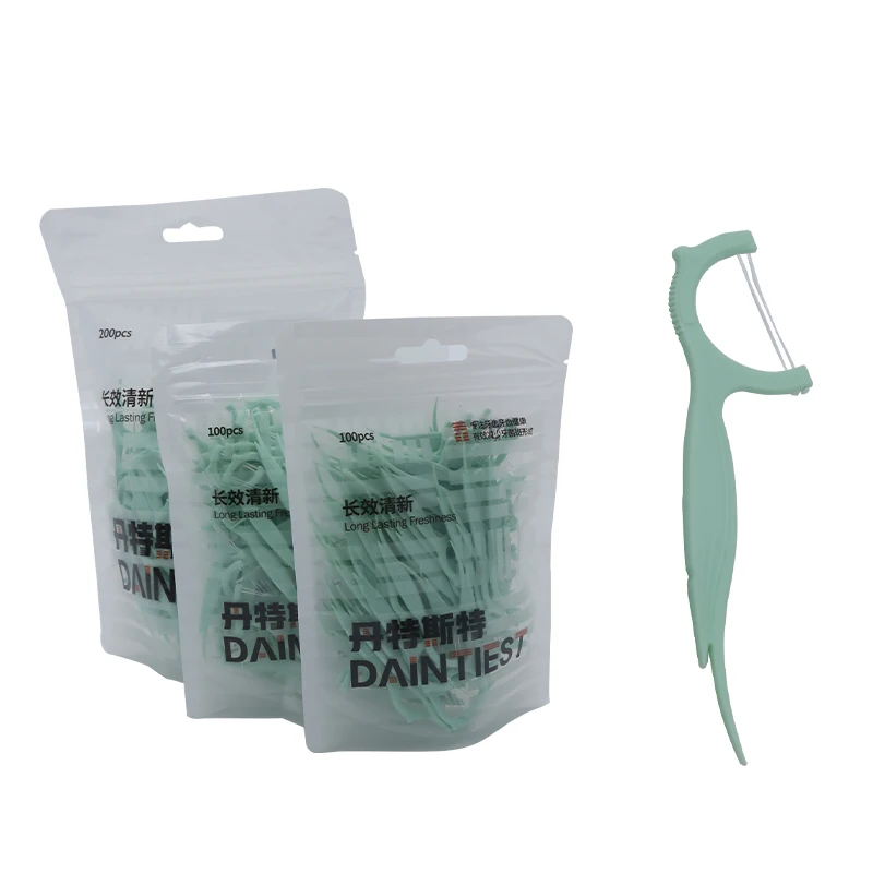 Custom pocket Dental Cleaning Dental Floss Picks Mint/Original Flavor With Toothpick