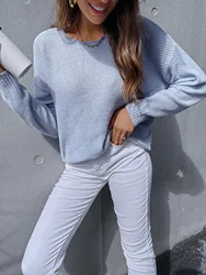 Spring Fall Ladies Fashion Korean Sweater Customizable Pullover Sweaters Light Blue Sweater