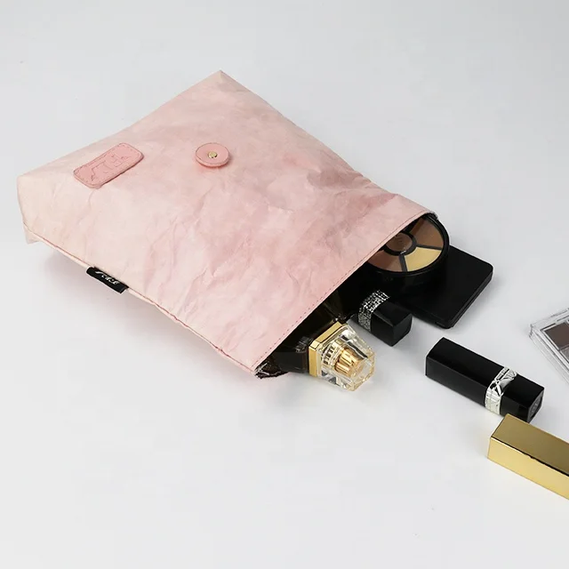 OEM Cosmetic Storage Pouch Waterproof Makeup Tyvek Pink Custom Toiletry Bag