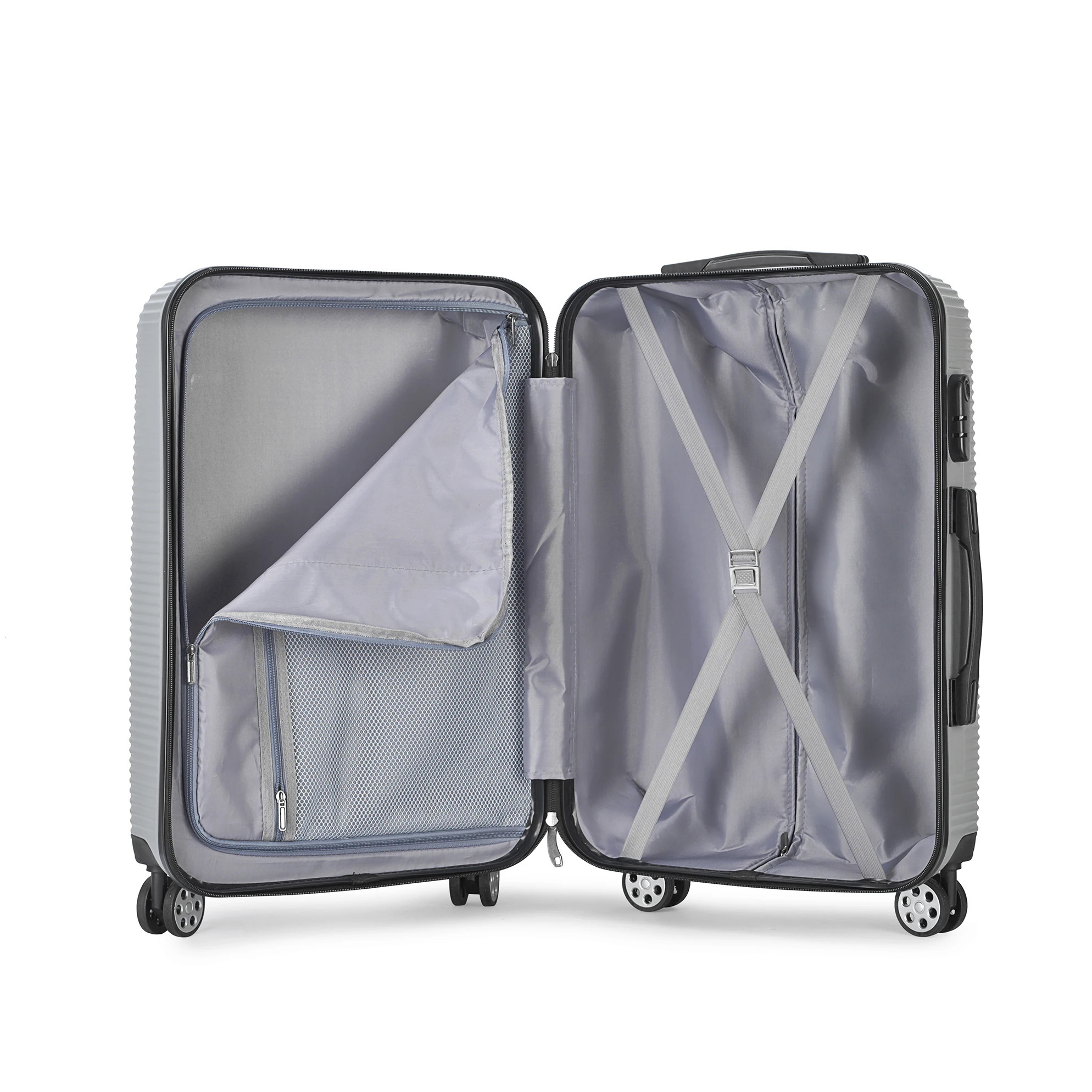 4 spinner 360 degree silent wheel Abs travel suitcase sets hard shell luggage bags 20 inch 24 inch 28 inch luggage sets
