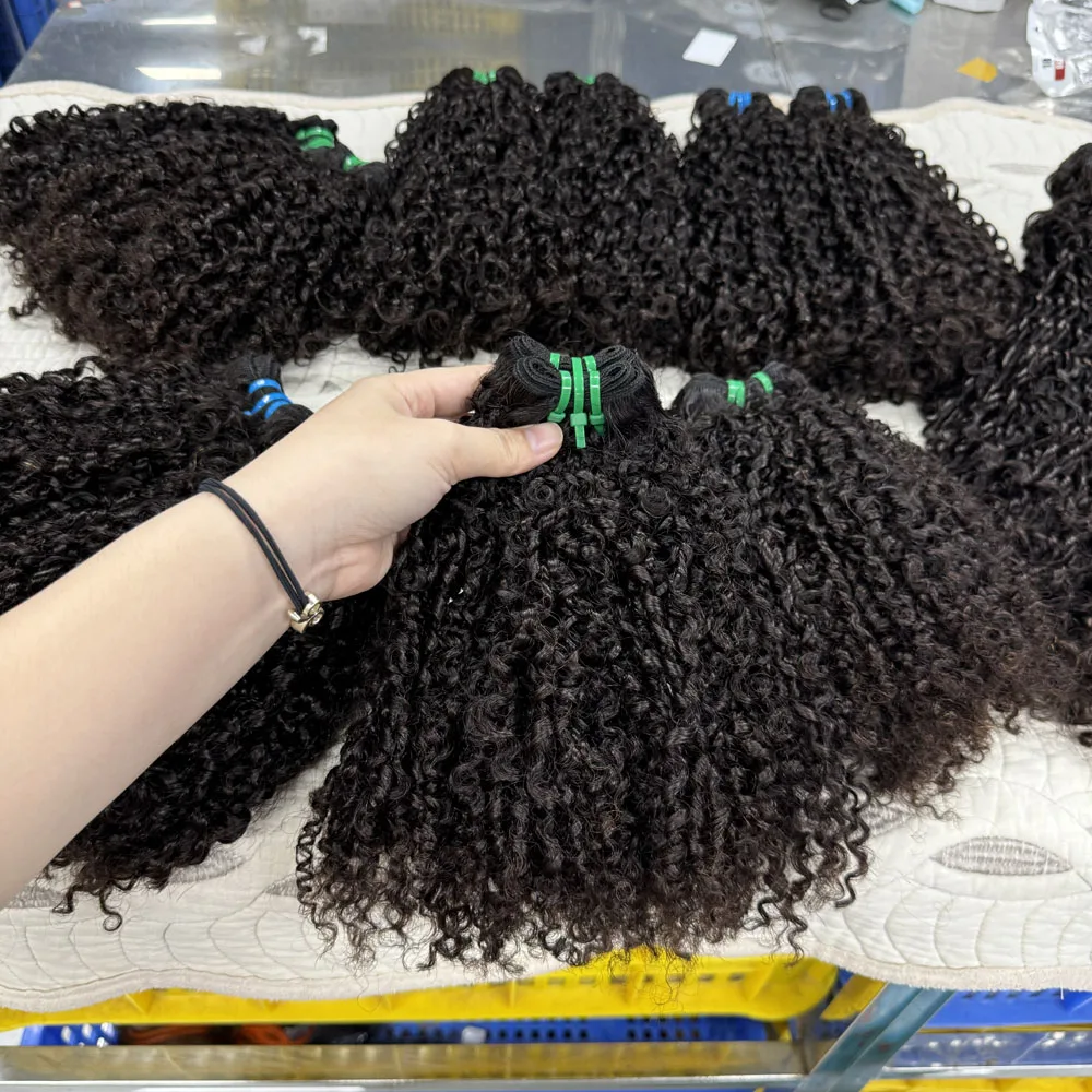 Highlight Double Drawn Curl Funmi 99J# SDD Vietnamese Pixie 100% Virgin Human Raw Extensions