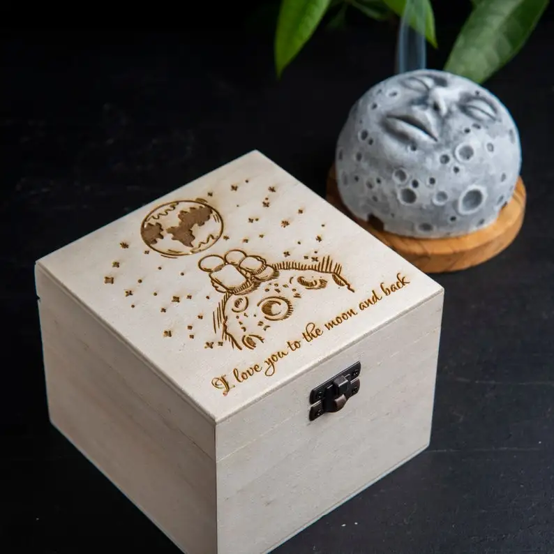 Moon Face Backflow Incense Burner  with Cube Handmade by Artist  Handmade Figure