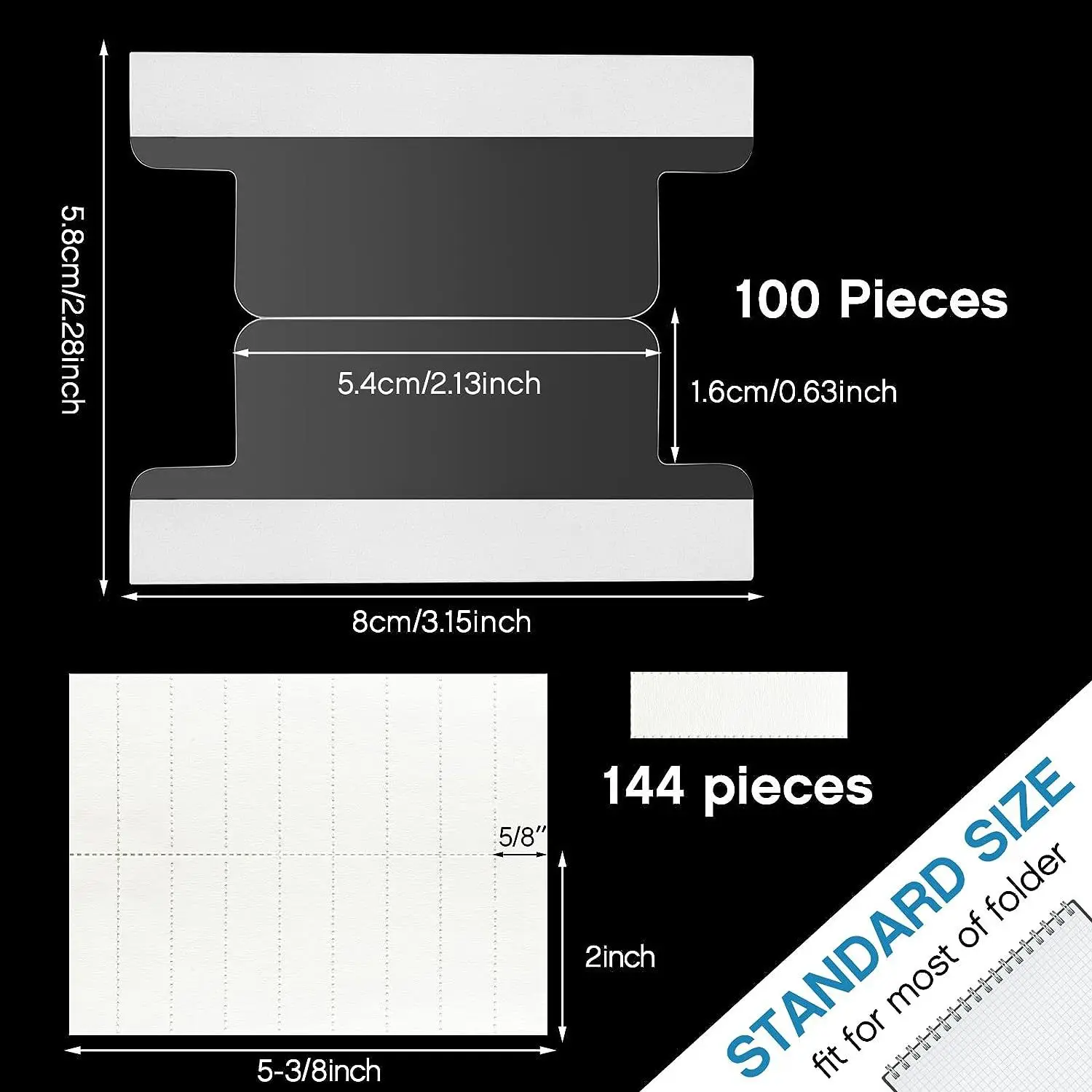 Clear Sticky Tab Plastic File Folder Tabs Insertable Self Adhesive Index Tabs with Printable Inserts for Notebooks