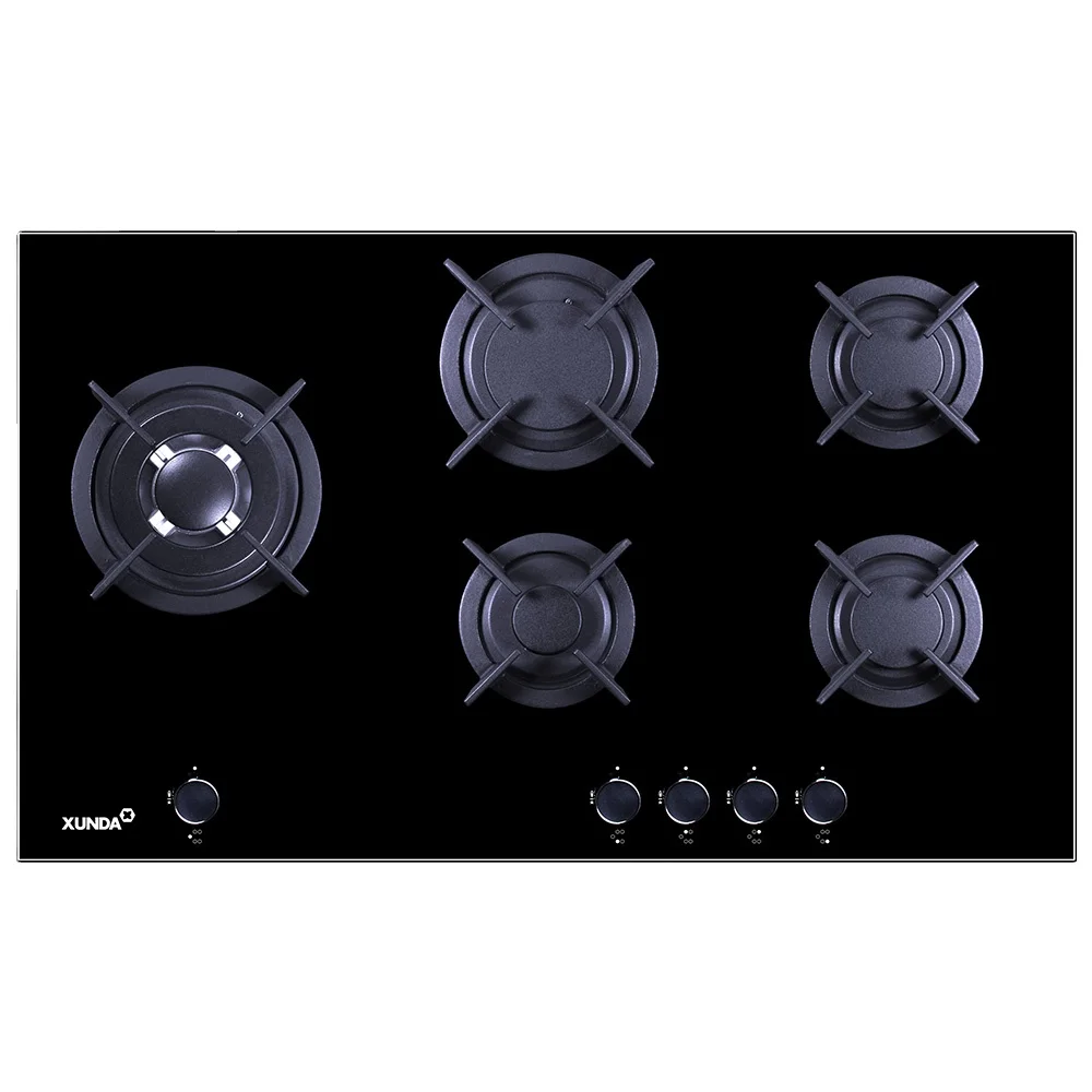 Xunda Multi Cooker Gas Cooktop Manufacturer Tempered Glass 36 Inch Gaz Hob 5 Burner Sabaf Cocina A Gas