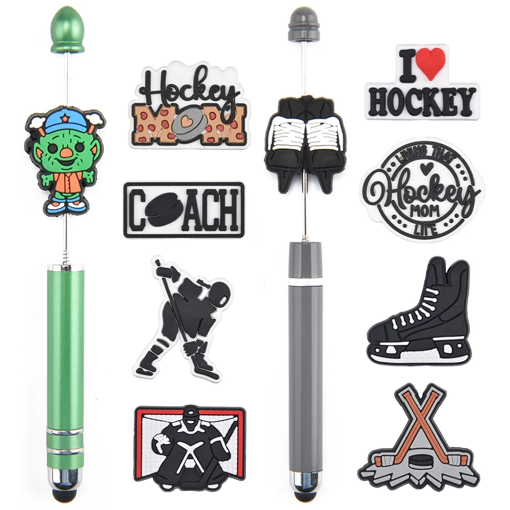 Soft Material Custom eco-friendly mix focal beads character silicone teething beads pen making beads and charms for pen tops