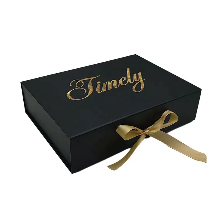 Popular paper satin gift box packaging custom weave hair boxes black folding magnetic wig packaging boxes luxury