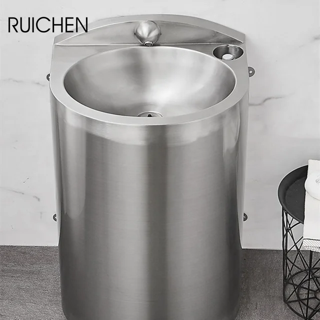 Wholesale cheap price floor standing stainless steel one-piece construction sink hand wash basin