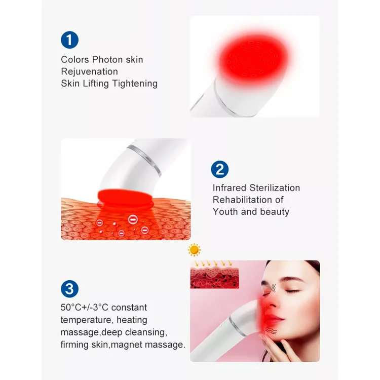 4 In 1 Beauty Device Red&blue Light Therapy Skin Rejuvenation Tightening Eye Care Facial Cleansing Face Lift Face Massager