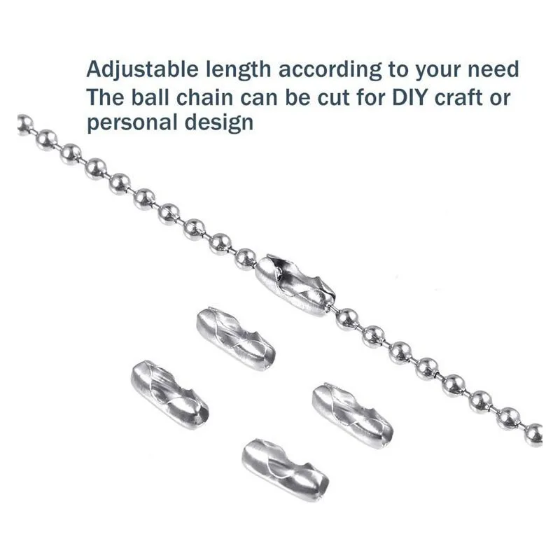 30 Feet 2.4 mm Stainless Steel Ball Bead Chains with 20 pcs Connectors for DIY