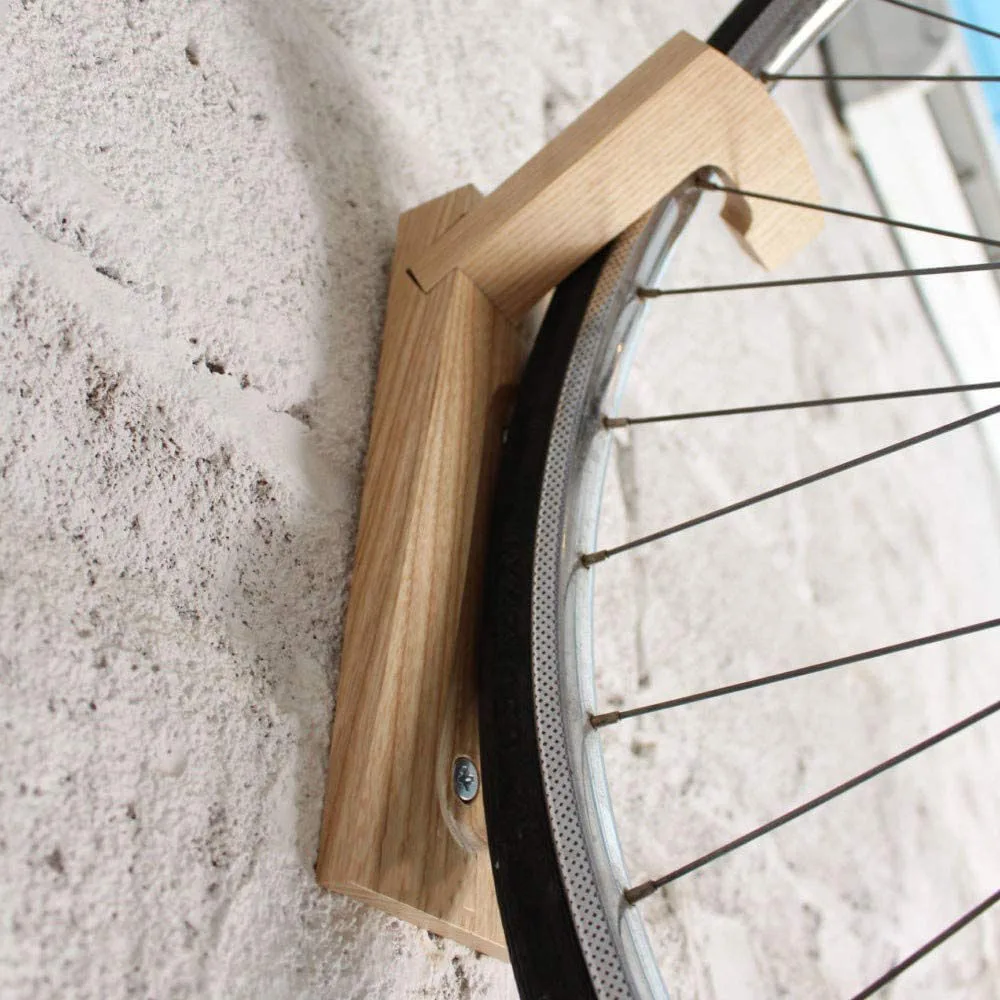  Sturdy Wooden Wall Mounted Bicycle Front Wheel Hanging Hook Vertical Wood Bike Rack