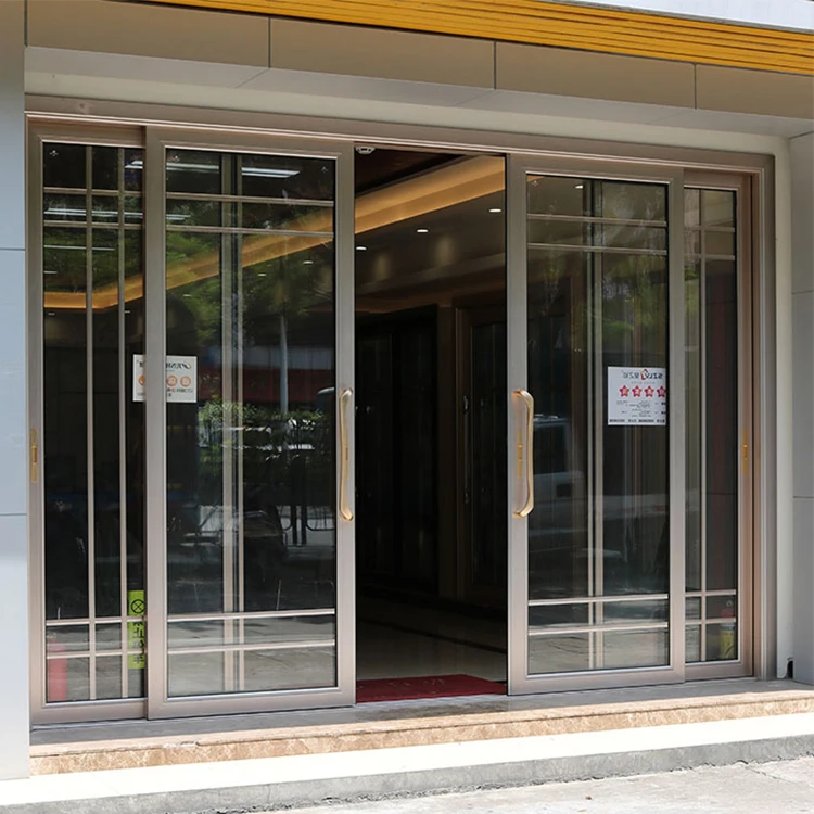 Custom exterior main entrance electric automatic aluminum glass sliding door system design for hospital supermarket store bank