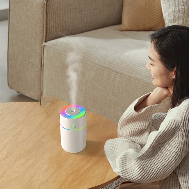 Desktop Cute Ambient Light Rechargeable 230Ml  Mini Air Humidifier Essential Oil Diffuser USB Sprayer with LED Light