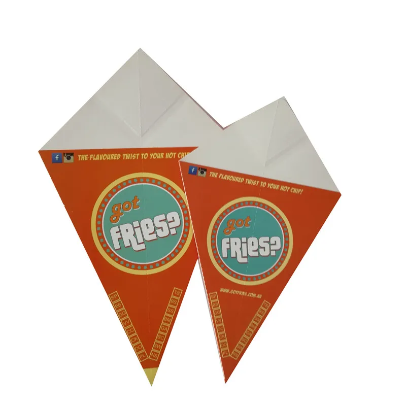 Customized design potato chips paper crepe cone for churros paper cone french fries packaging cone with sauce container