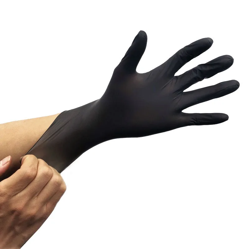 Tattoo Hair Salon Use Disposable Black Nitrile Gloves
