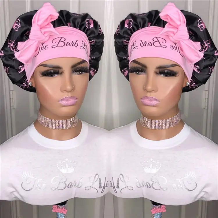 Factory Vendor Reversible Bonnet Edge Wrap Custom Long Band Satin Hair Silk Bonnet With Ties