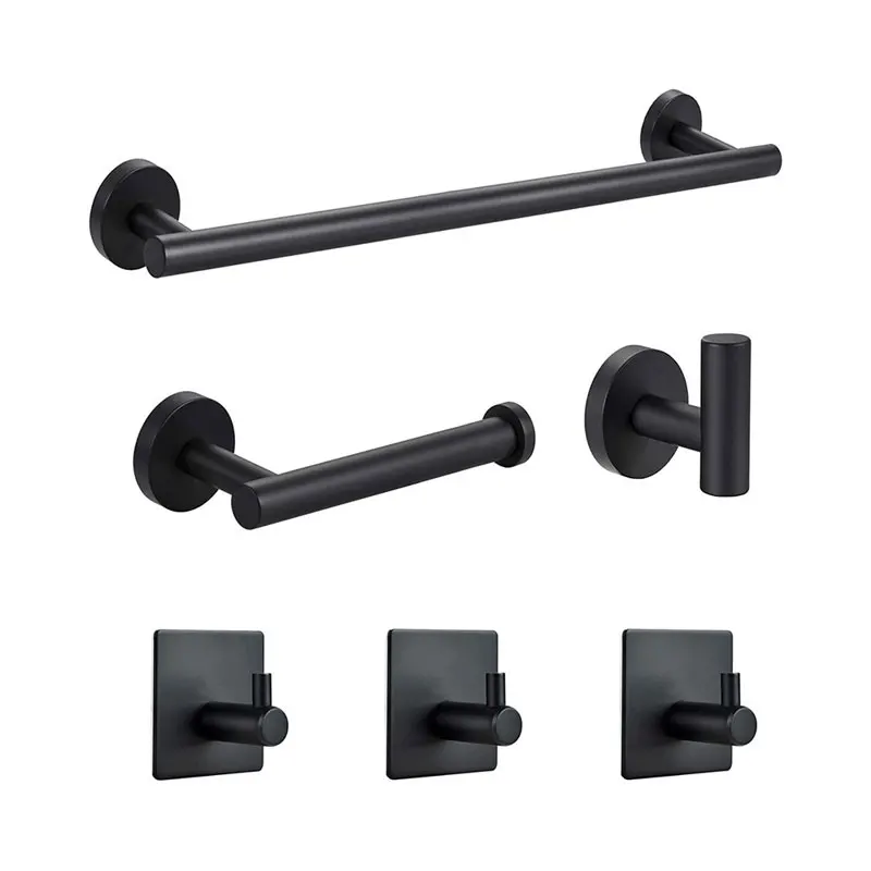 Washroom accessories bathroom accessories set 304 Stainless Steel towel bar paper holder robe hook 6 pcs
