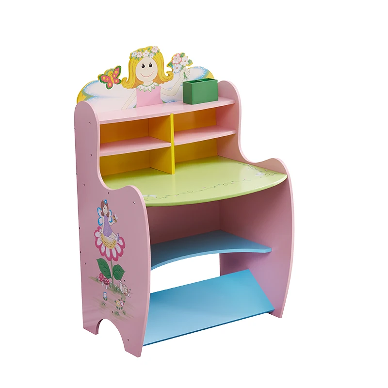 Kids Wooden Furniture Designs With Shelf Children School Table Set Study Table And Chair