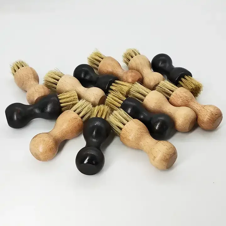 Factory Supply Mini Round Silk Shoe Brush Beech Bristle & Horsehair for Cleaning Leather Shoes & Achieving Smooth Finish
