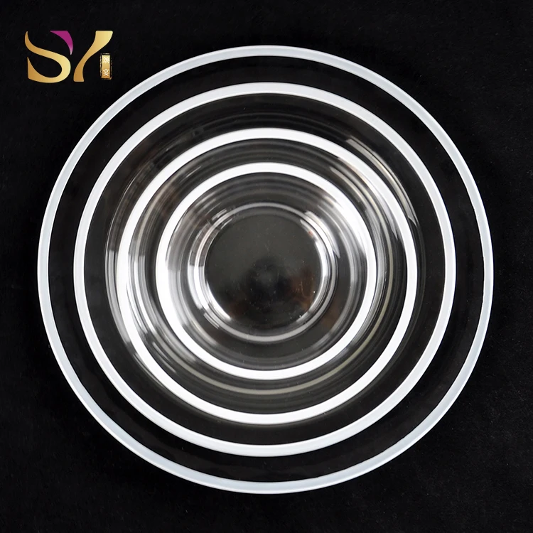 Wholesale clear and rose charger plate Crystal gold rim  luxury  Glass Dinner Plates set for  wedding