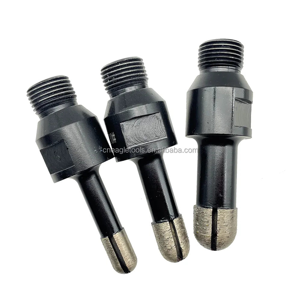 Crawnedeagle Half Ball Head Diamond Mill 10/12/16/20/25mm Diamond Finger Bits with Half Gas Thread for Granite Quartz