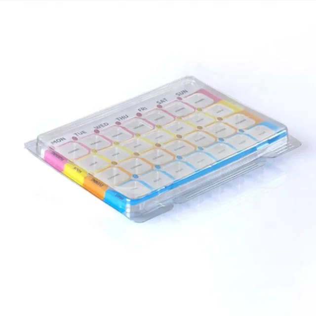 Custom Clamshell 7 Days Weekly Medication Capsules Pill Plastic Blister Packaging Tray