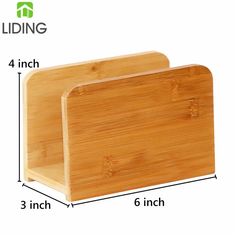 Bamboo Napkin Holder for Tables Napkin Organizer Upright Tissue Napkin Dispenser Stand