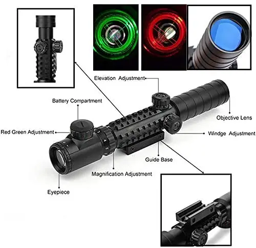  Тактический Оптический прицел Luger 3-9X32EG с красной зеленой подсветкой и крестовиной для винтовки красным зеленым отражением 4