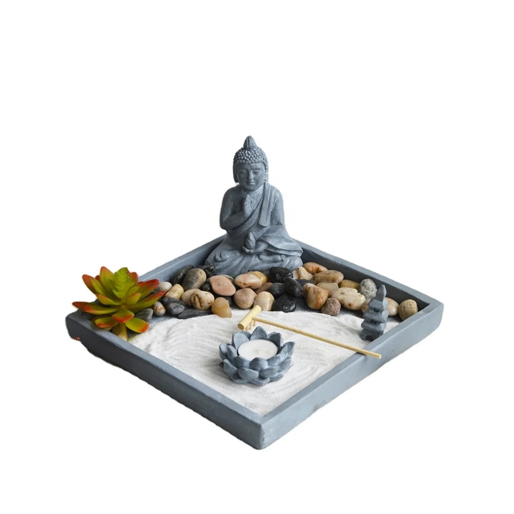 Meditation Zen Garden Sand Kit Tea Light Incense Holder Burner Spirit Healing Decor Set with copyright