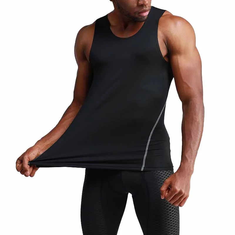 Training Sport Vest Custom Logo Sleeveless Polyester Quick Drying High Elastic Fitness Running Gym Tank Tops for Men