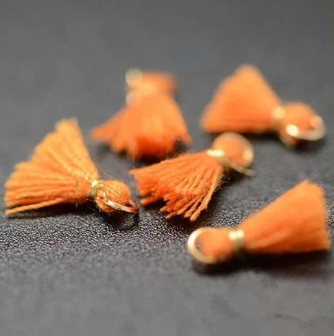 
Wholesale 1cm mini tassel colorful cotton tassel with ring for jewelry decorative 