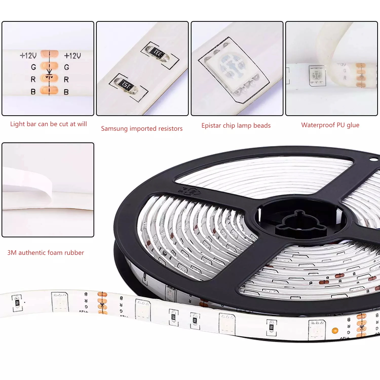  Светодиодные ленты SMD 5050 RGB Led полоски теплого белого света 12 В постоянного тока водостойкие 60 шт./м 5