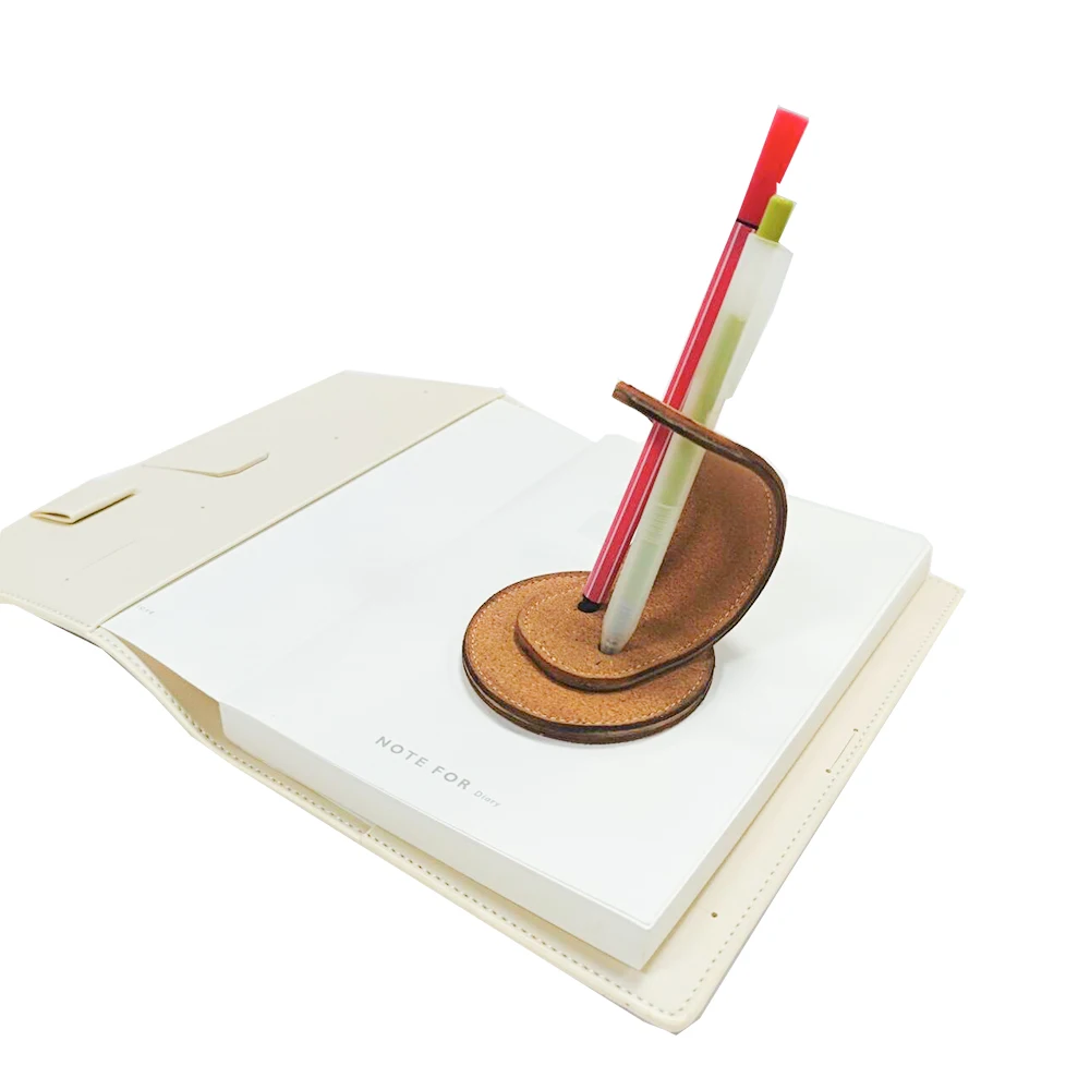 2024 New design office stationery leather pen organizer handmade pen container portable leather pen stand holder