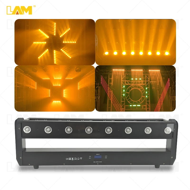 2024 New 6 Heads 3in1 Full Color Laser Light 5W Amber Beam+RGB Laser+Strobe 3in1 Moving Head Green Blue Laser Stage Light