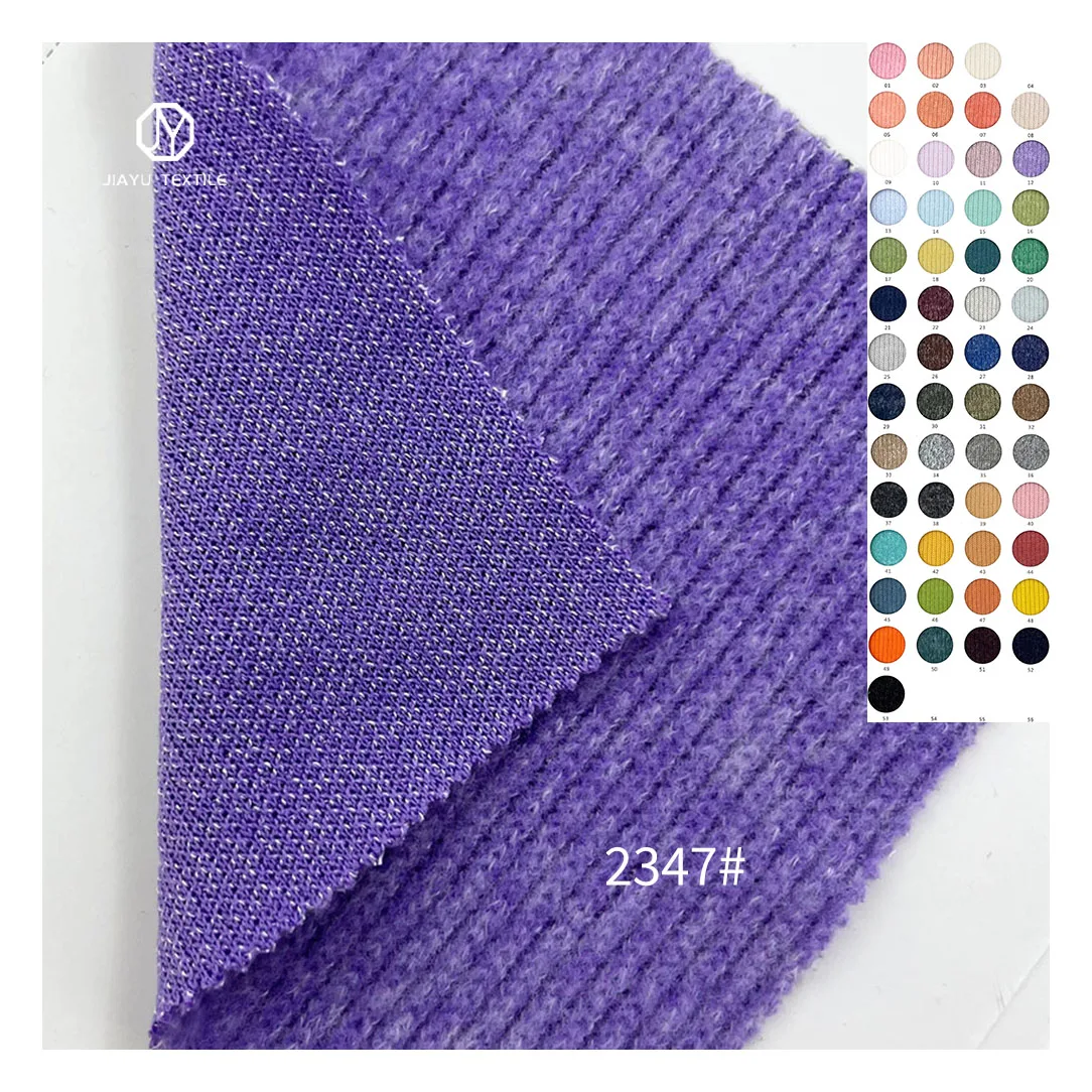 Autumn 320g TR blended coarse needle knitted Fleece fabric casual wear Korean fashion rib Polyester rayon fabric