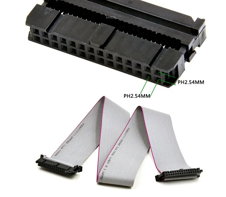 Customized IDC Connector 1.27mm 2.54mm Pitch shielded 6 12 14 16 20 24 44 50 64 Pin Grey Rainbow Flat Ribbon Cable