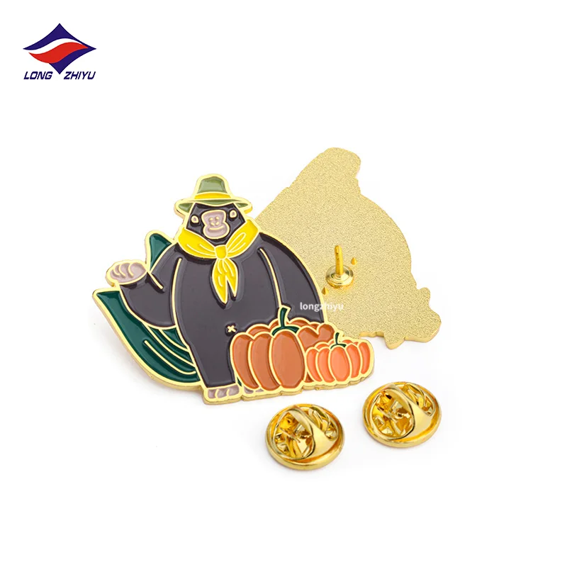 Longzhiyu 17 years metal logo badges manufacturer custom jacket game soft enamel pin wholesale cute anime lapel pins