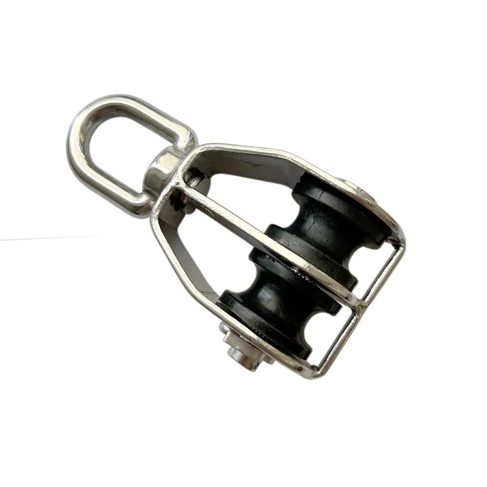 Stainless steel double sheave swivel pulley